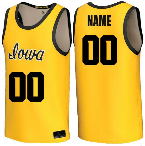 Men's Iowa Hawkeyes Active Player Custom Gold Stitched Basketball Jersey